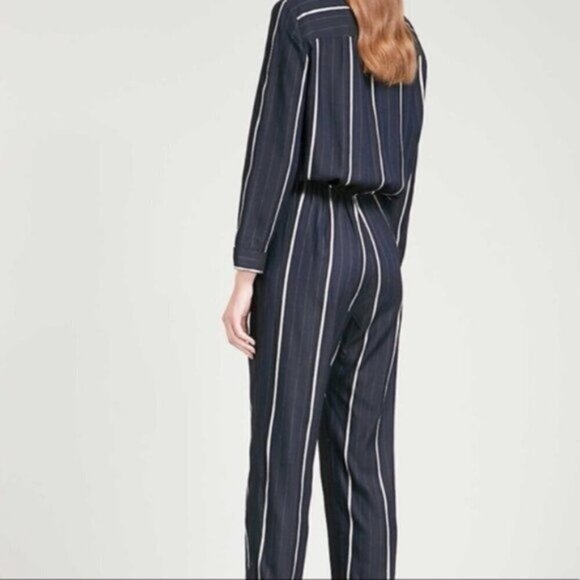 NWT Maje Panti Marine‎ Pinstripe Jumpsuit in Navy size 34 (US 2) - Picture 3 of 10